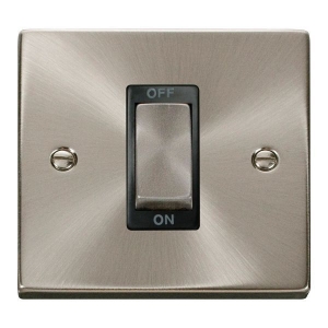 Click VPSC500BK Deco Satin Chrome 45A DP Switch With Ingot Switch & Black Inserts