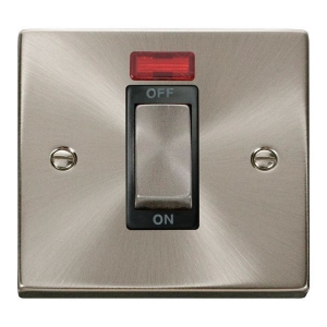 Click VPSC501BK Deco Satin Chrome 45A DP Switch With Neon, Ingot Switch & Black Inserts