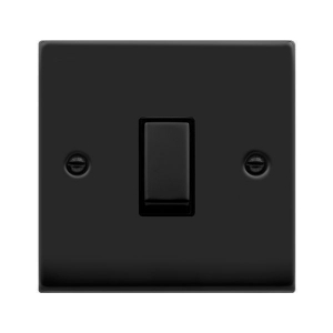 Click VPMB411BK Deco Matt Black 1 Gang 2 Way 10Ax Plateswitch With Ingot Switch & Black Inserts