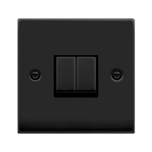 Click VPMB412BK Deco Matt Black 2 Gang 2 Way 10Ax Plateswitch With Ingot Switches & Black Inserts