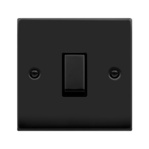 Click VPMB425BK Deco Matt Black 1 Gang Intermediate 10Ax Plateswitch With Ingot Switch & Black Inserts