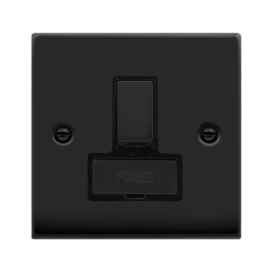 Click VPMB751BK Deco Matt Black 13A DP Fused Switched Connection Unit With Ingot Switch & Black Inserts