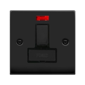 Click VPMB752BK Deco Matt Black 13A DP Fused Switched Connection Unit With Neon, Ingot Switch & Black Inserts