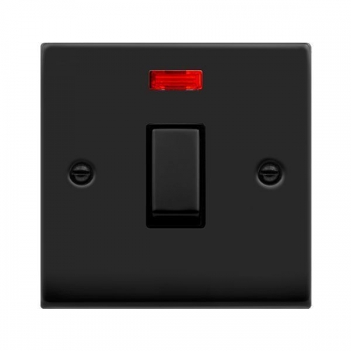 Click VPMB723BK Deco Matt Black 20A DP Switch With Neon, Ingot Switch & Black Inserts