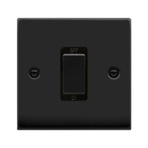 Click VPMB500BK Deco Matt Black 45A DP Switch With Ingot Switch & Black Inserts