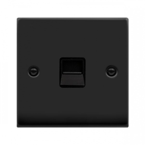 Click VPMB125BK Deco Matt Black Single Secondary Telephone Outlet With Black Inserts