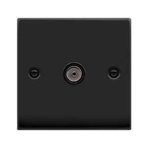 Click VPMB065BK Deco Matt Black Single Non-Isolated TV/Co-Axial Outlet With Black Inserts