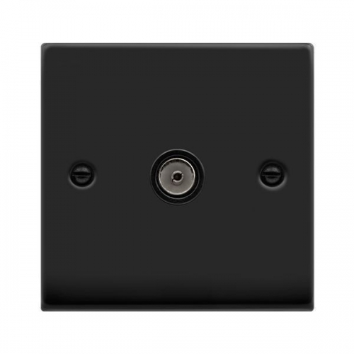 Click VPMB065BK Deco Matt Black Single Non-Isolated TV/Co-Axial Outlet With Black Inserts