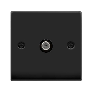 Click VPMB156BK Deco Matt Black Single Non-Isolated F-Type Satellite Outlet With Black Inserts