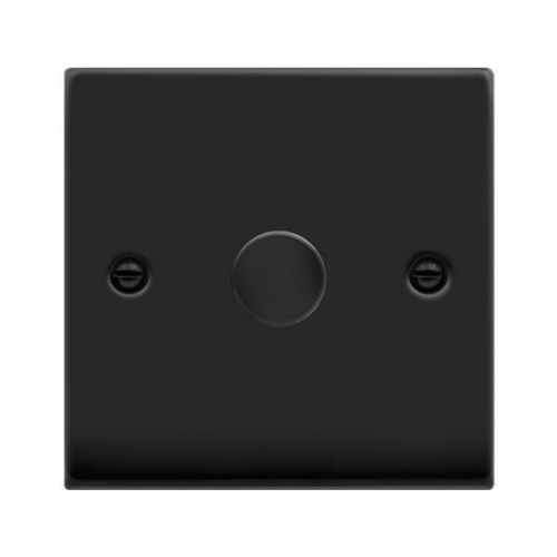Click VPMB161 Deco Matt Black 1 Gang 2 Way 100W Dimmer Switch (Trailing Edge) for LED Lamps
