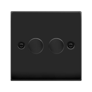 Click VPMB162 Deco Matt Black 2 Gang 2 Way 100W Dimmer Switch (Trailing Edge) for LED Lamps