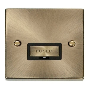 Click VPAB750BK Deco Antique Brass 13A Fused Unswitched Connection Unit With Ingot Fuserholder & Black Inserts