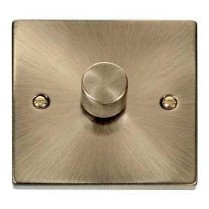 Click VPAB161 Deco Antique Brass 1 Gang 2 Way 100W Dimmer Switch (Trailing Edge) for LED Lamps