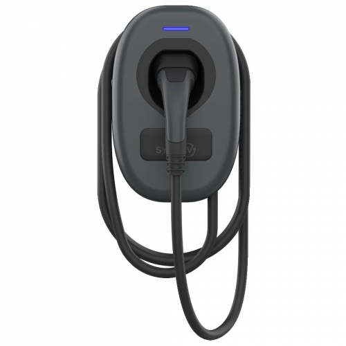 SyncEV EVWC2T7G 7.4kW 32A 1Ph 230V AC Single Gun 7.5m Tethered EV Wall Charger With WiFi + Ethernet & Pen Fault Protection Black