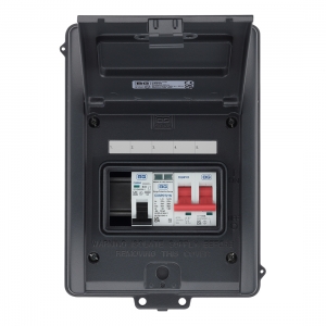BG Electrical CFEV6 IP65 EV Consumer Unit With 100A Switch Isolator, 1 x Type 2 SPD & 1 x 40A Type B Curve MCB Grey