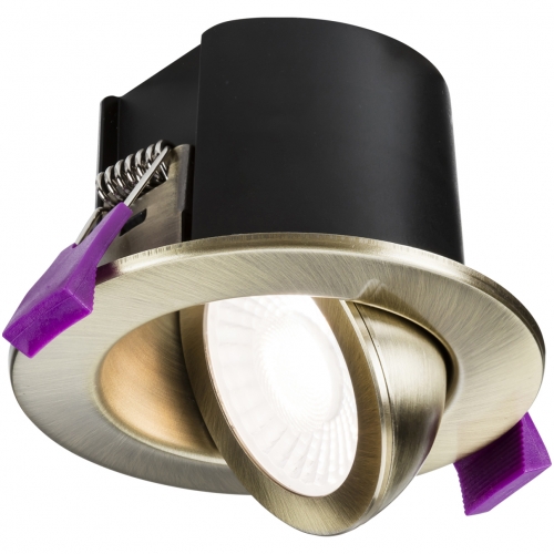 Knightsbridge SPKEVTAB SpektroLED Evo Antique Brass Adjustable IP65 5/7W Wattage & CCT Selectable LED Fire Rated Downlight 240V