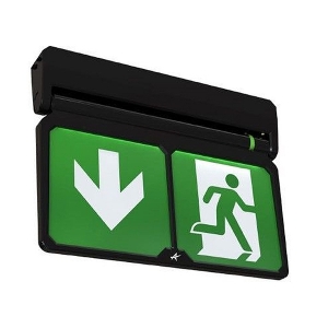 Ansell Lighting AADL/3M/BLK Adler Black 2W Self-Test Emergency Exit Sign With Rotatable Legends, 5 Mounting Options & LiFePo4 Lithium Battery Backup