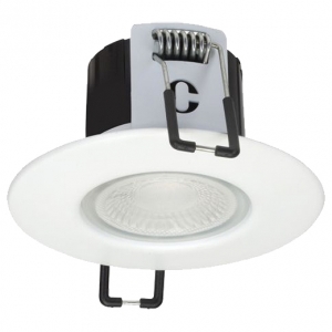 Collingwood Lighting DLT388MW5530 H2 Lite Matt White Dimmable Round Fixed LED Fire-Rated Downlight With Warm White 3000K LEDs & Connector IP65 4.4W