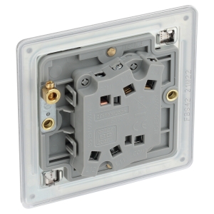 BG Electrical FBS42 Flatplate Brushed Steel Screwless 2 Gang 2 Way Plateswitch 20Amp 16Ax
