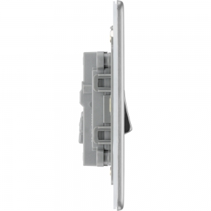 BG Electrical FBS13 Flatplate Brushed Steel Screwless 1 Gang Intermediate Plateswitch 20Amp 16Ax