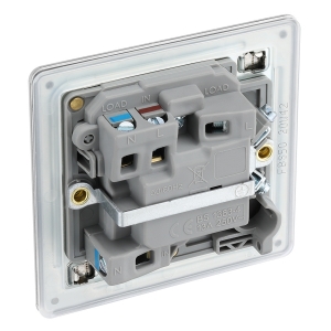 BG Electrical FBS52 Flatplate Brushed Steel Screwless Double Pole Switched Fused Connection Unit With Neon 13A