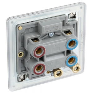BG Electrical FBS74 Flatplate Brushed Steel Screwless DP Control Switch With Neon & Red Rocker On 1 Gang Plate 45A