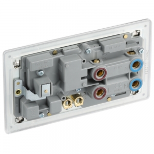 BG Electrical FBS70G Flatplate Brushed Steel Screwless Double Pole Cooker Control Unit With Main Isolation Switch, 13A Switchsocket & Neons 45A