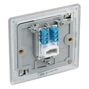 BG Electrical FBSBTS1 Flatplate Brushed Steel Screwless Single BT Secondary Telephone Socket
