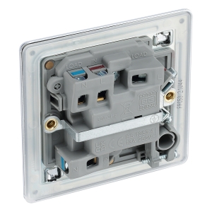 BG Electrical FPC53 Flatplate Polished Chrome Screwless Double Pole Switched Fused Connection Unit With Neon & Front Flex Outlet 13A