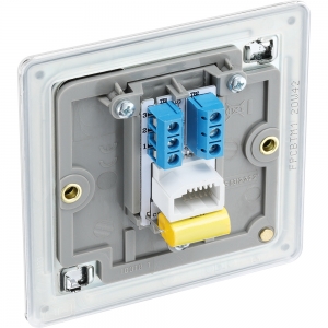 BG Electrical FPCBTM1 Flatplate Polished Chrome Screwless Single BT Master Telephone Socket