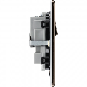 BG Electrical FBN22B Flatplate Black Nickel Screwless 2 Gang Switched Socket With Black Inserts & Dual Earth 13A