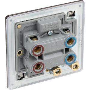 BG Electrical FBN74 Flatplate Black Nickel Screwless DP Control Switch With Neon & Red Rocker On 1 Gang Plate 45A