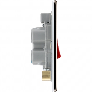 BG Electrical FBN74 Flatplate Black Nickel Screwless DP Control Switch With Neon & Red Rocker On 1 Gang Plate 45A