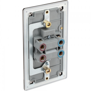 BG Electrical FBN72 Flatplate Black Nickel Screwless DP Control Switch With Neon & Red Rocker On Large 2 Gang Vertical Plate 45A