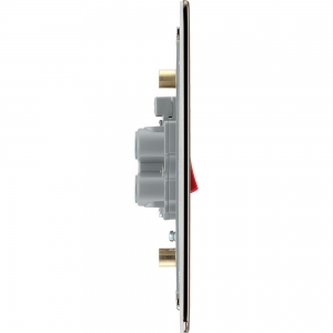 BG Electrical FBN72 Flatplate Black Nickel Screwless DP Control Switch With Neon & Red Rocker On Large 2 Gang Vertical Plate 45A