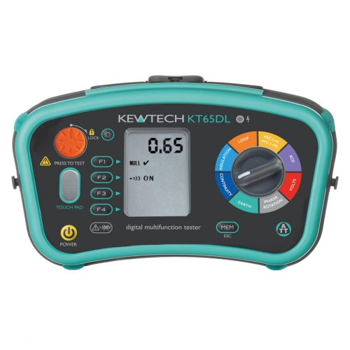 Kewtech KT65DL 8-in-1 Digital Multi-Function Tester With Insulation, Continuity, Loop Impedance Testing, PSC Testing, Phase Rotation Testing, Auto RCD Test & Test Probe