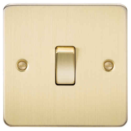 Knightsbridge FP2000BB Brushed Brass Flat Plate 10Ax 1 Gang 2 Way Plateswitch