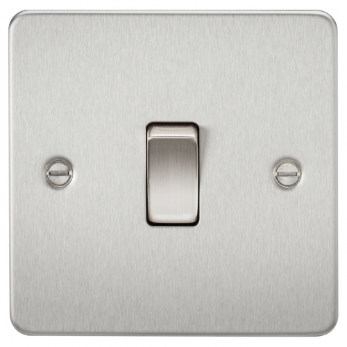 Knightsbridge FP1200BC Brushed Chrome Flat Plate 10Ax 1 Gang Intermediate Plateswitch