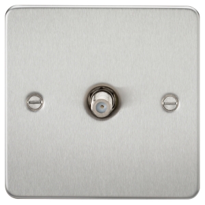 Knightsbridge FP0150BC Brushed Chrome Flat Plate Single F-Type Satellite Socket