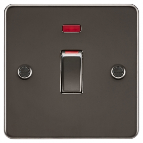 Knightsbridge FP81MNGM Gunmetal Flat Plate 45A DP Contol Switch With Neon