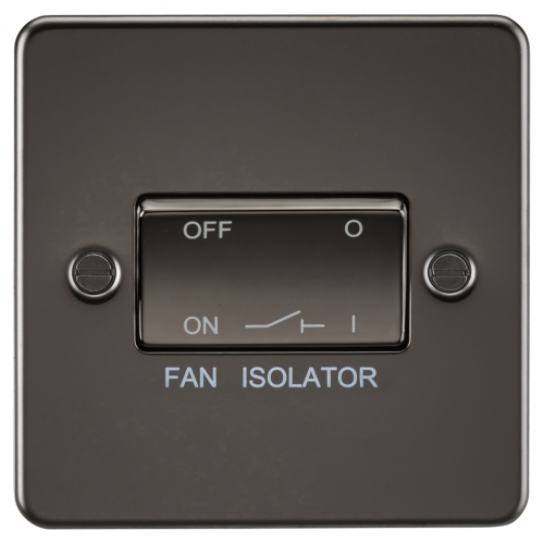 Knightsbridge FP1100GM Gunmetal Flat Plate 10A TP Fan Isolator Switch