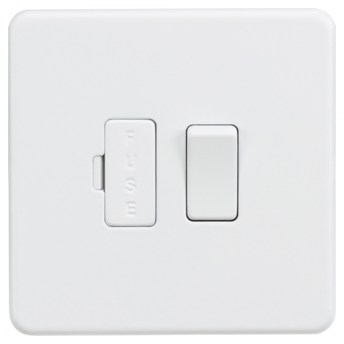 Knightsbridge SF6300MW Matt White Screwless Flat Plate 13A Switched Fused Connection Unit