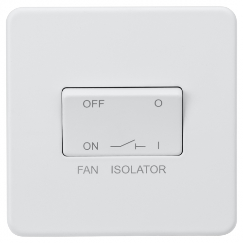 Knightsbridge SF1100MW Matt White Screwless Flat Plate 10A TP Fan Isolator Switch