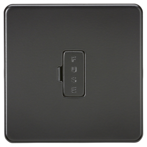 Knightsbridge SF6000MBB Matt Black Screwless Flat Plate 13A Unswitched Fused Connection Unit With Black Insert