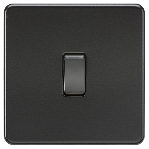 Knightsbridge SF8341MBB Matt Black Screwless Flat Plate 20A DP Control Switch With Black Insert + Rocker