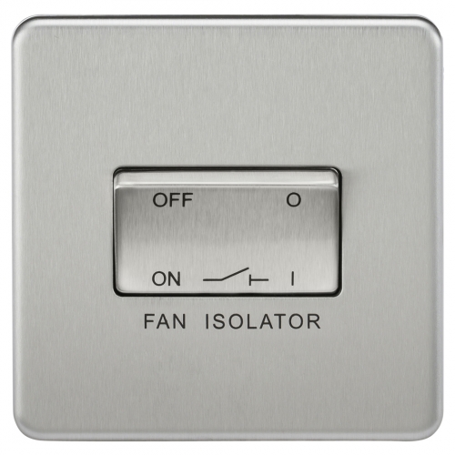 Knightsbridge SF1100BC Brushed Chrome Screwless Flat Plate 10A TP Fan Isolator Switch