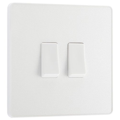 BG Electrical PCDCL42W Evolve Pearlescent White 2 Gang 2 Way Plateswitch 20A | 16AX