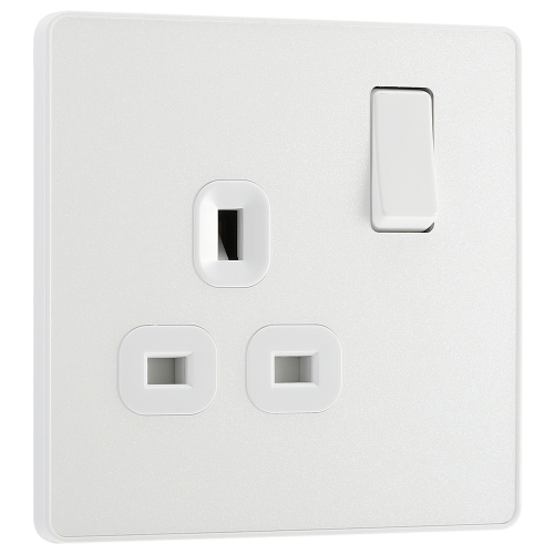 BG Electrical PCDCL21W Evolve Pearlescent White 13A 1 Gang Switched Socket