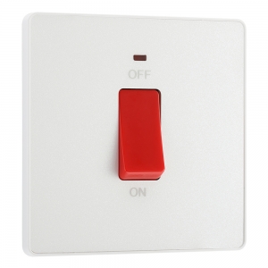 BG Electrical PCDCL74W Evolve Pearlescent White 45A DP Control Switch With Neon & Red Rocker BG Electrical PCDCL74W Evolve Pearlescent White 45A DP Control Switch With Neon & Red Rocker
