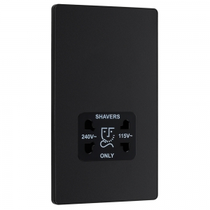 BG Electrical PCDMB20B Evolve Matt Black 115V/240V Dual Voltage Shaver Socket BG Electrical PCDMB20B Evolve Matt Black 115V/240V Dual Voltage Shaver Socket